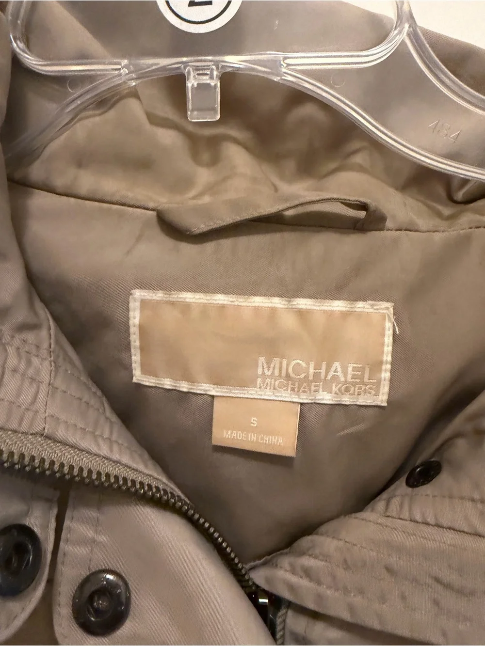 Michael Kors Taupe Hooded Utility Jacket